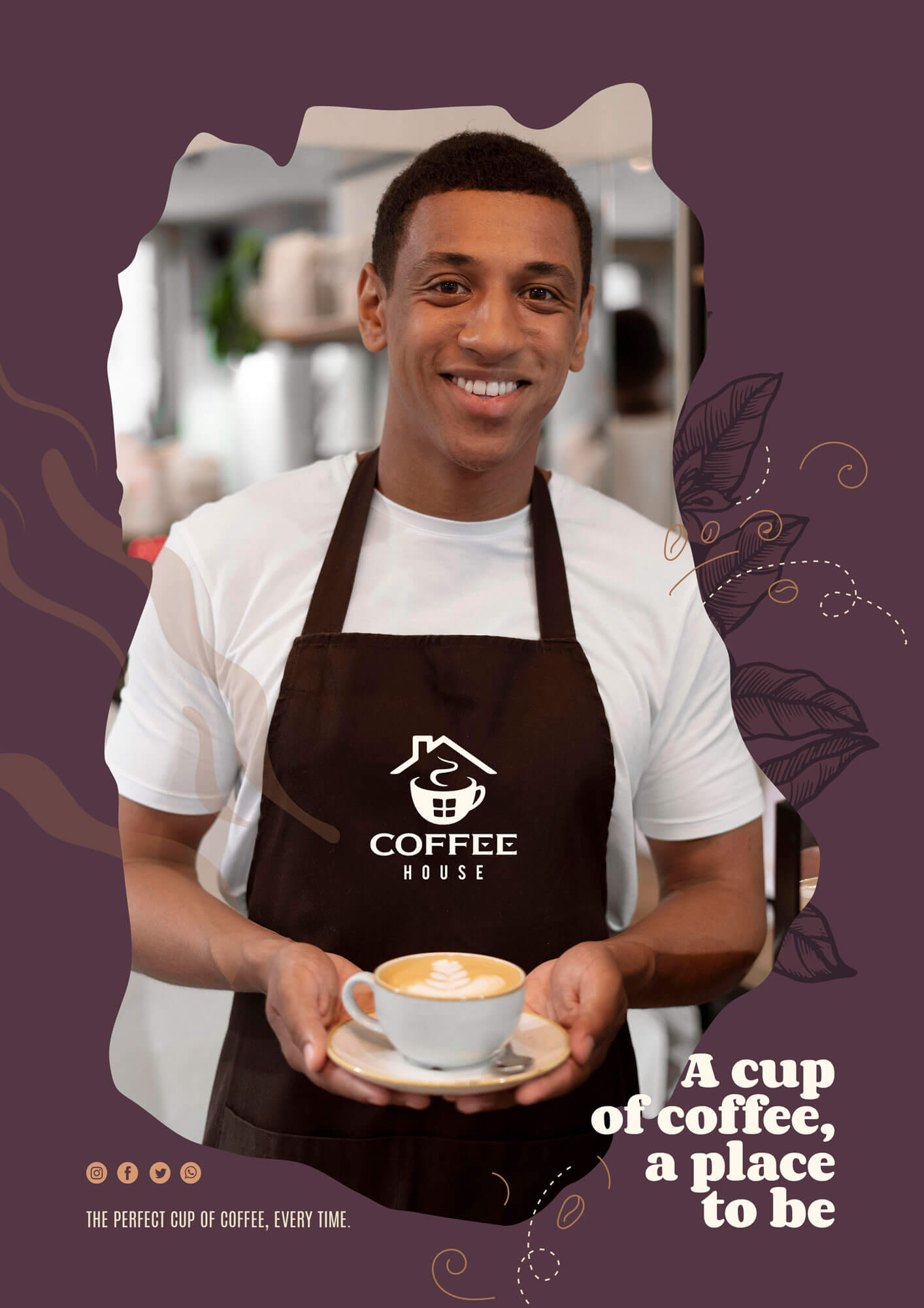 Coffee House staff uniform and apron branding